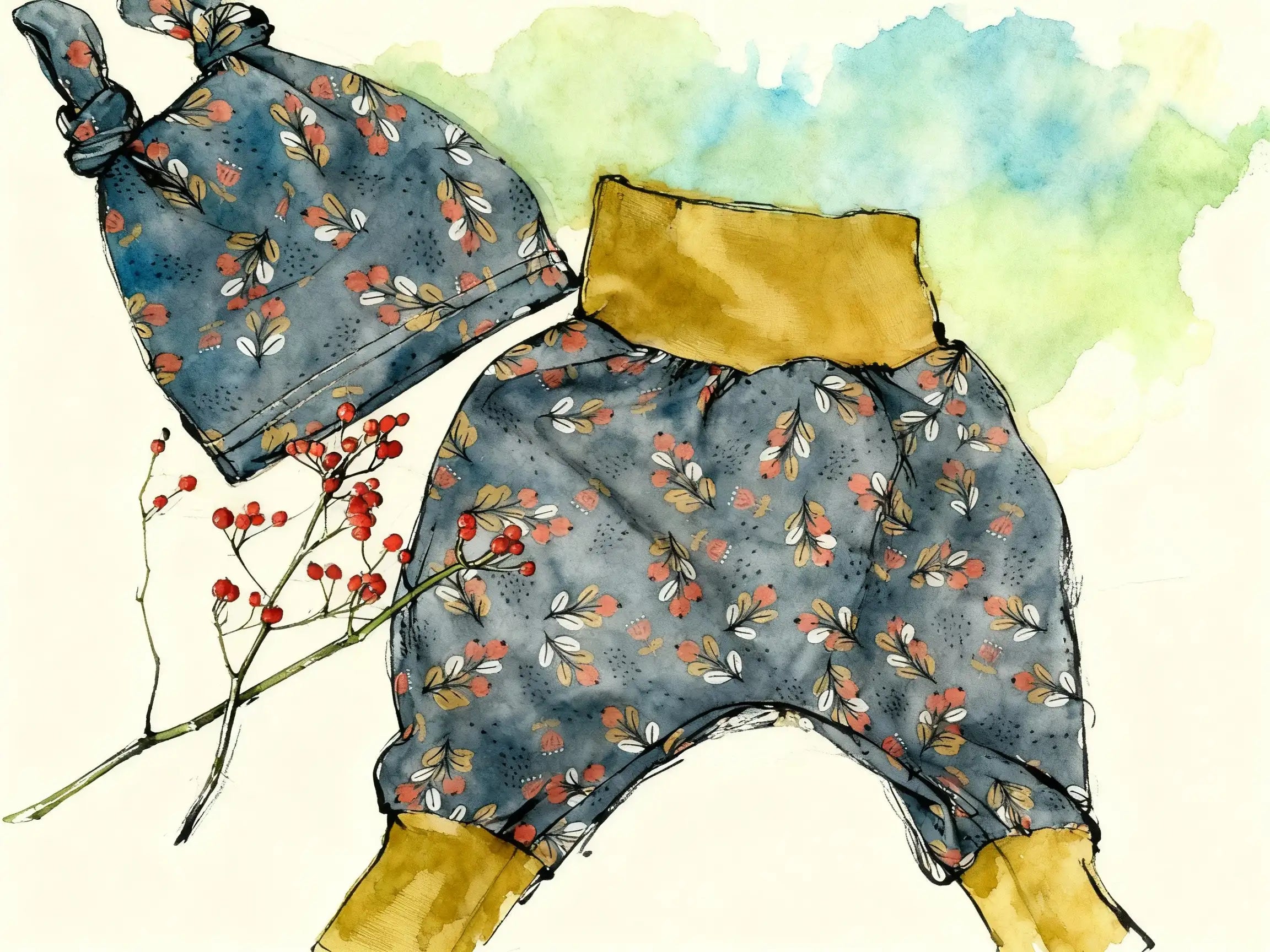 Erstlingsset mit Pumphose & Mütze